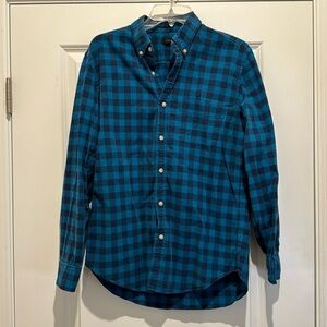 J‎ Crew Long Sleeve Shirt - Medium - Blue Checked Pattern